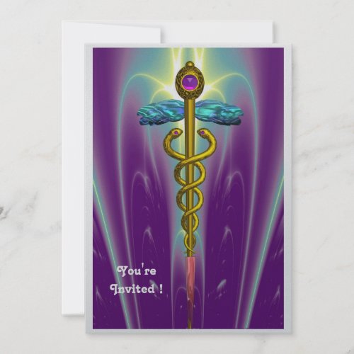 CADUCEUS blue pink violet purple amethyst silver Invitation