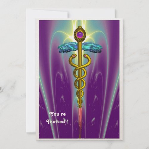 CADUCEUS blue violet purple amethyst champagne Invitation