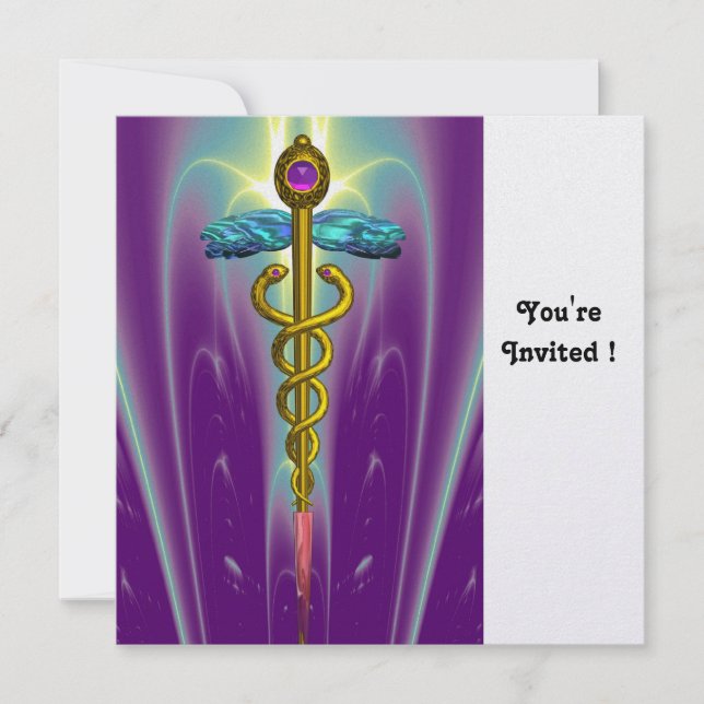 CADUCEUS blue  violet purple amethyst white ice Invitation (Front)