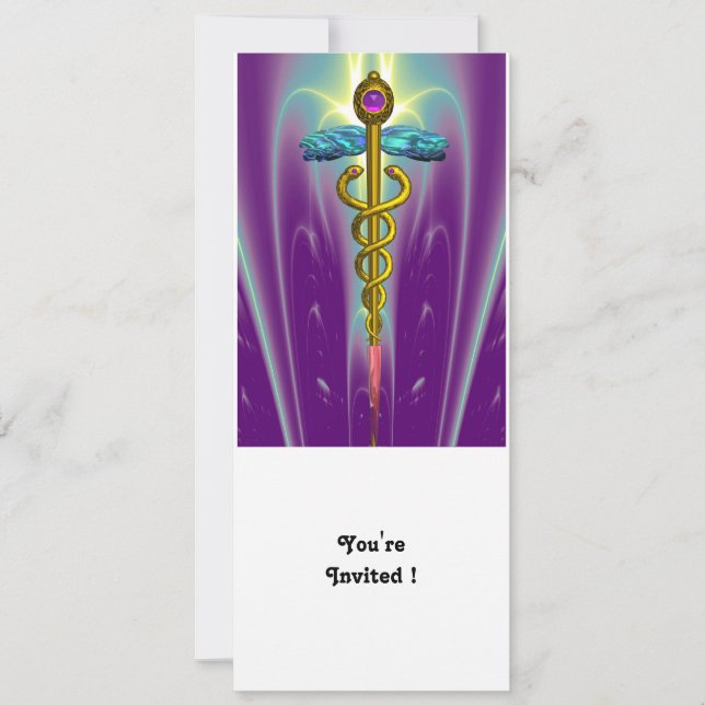 CADUCEUS blue violet purple amethyst white Invitation (Front)