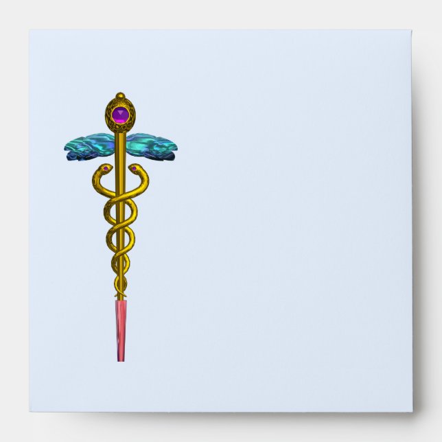 CADUCEUS, bright blue ,pink violet amethyst Envelope (Front)