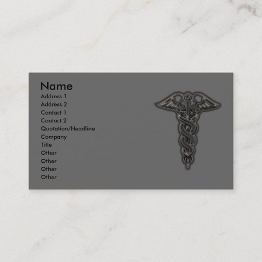 Customizable Caduceus Business Cards