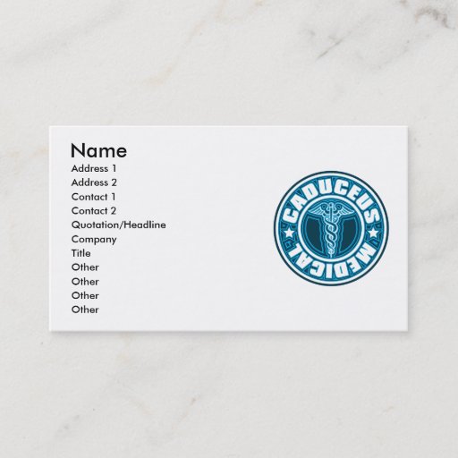 Customizable Caduceus Business Cards