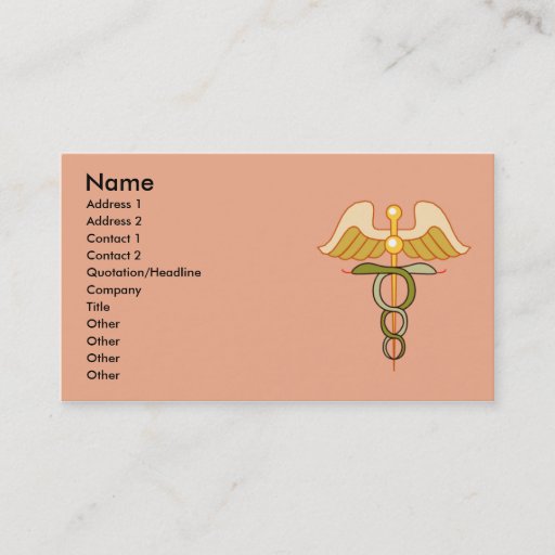 Customizable Caduceus Business Card