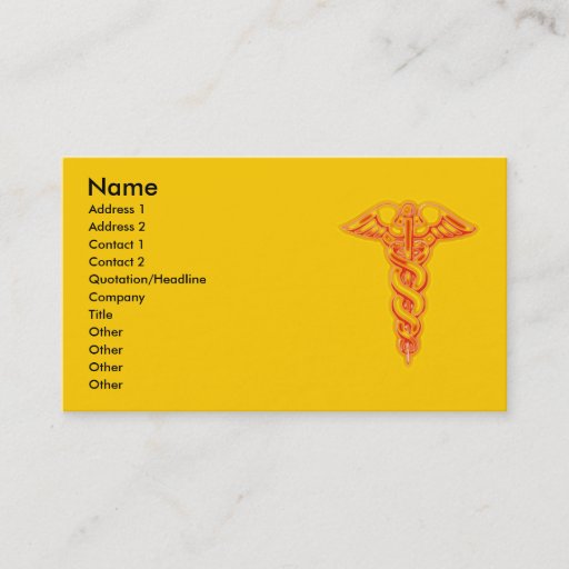Customizable Caduceus Business Card Template