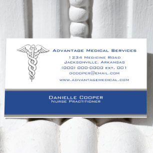 Caduceus Business Card, Blue Business Card