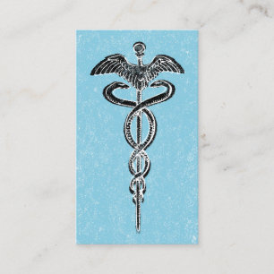 Caduceus Business Cards - Nurse Blue Medical