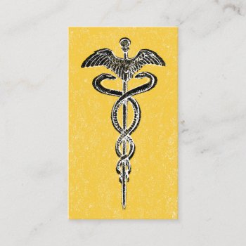 Caduceus Business Cards - Nurse Medical Yellow by NeatBusinessCards at Zazzle