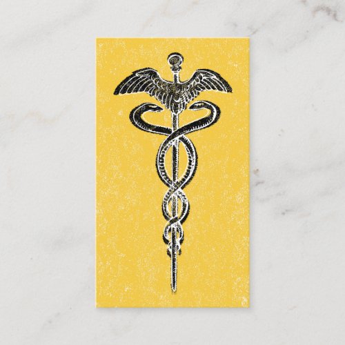 Caduceus Business Cards _ Nurse Medical Yellow