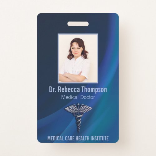 Caduceus Chrome Dark Holographic Medical Photo ID Badge