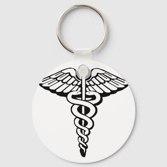 Caduceus Classic Button Keychain (Front)