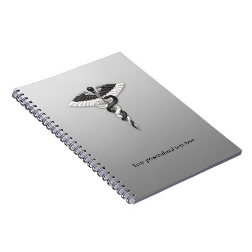 Caduceus Classy Noble Medical Elegant Black White Notebook