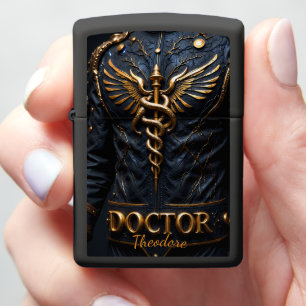 Caduceus Coat Doctor Physician Gift Gold Zippo Lighter
