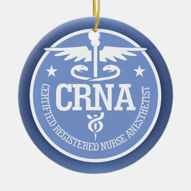 Caduceus CRNA gift ideas Ceramic Ornament (Front)