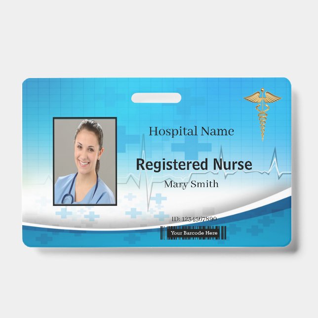 Caduceus Cross Medical Photo ID Badge (Front)