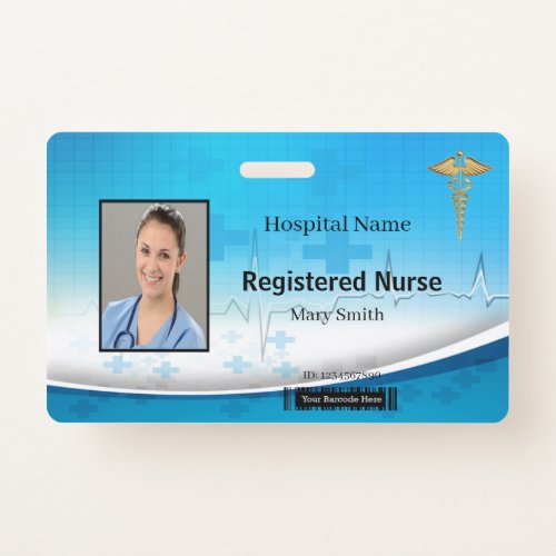 Caduceus Cross Medical Photo ID Badge