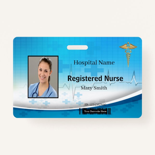 Caduceus Cross Medical Photo ID Badge (Front)