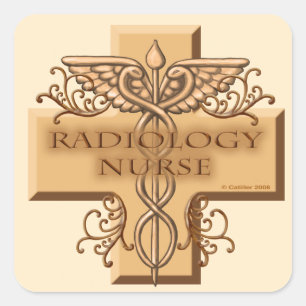 Caduceus cross Radiology Nurse Square Sticker