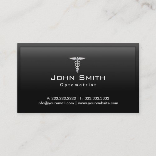 Caduceus Dark Border Optometrist Business Card