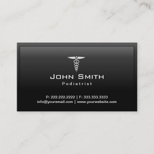 Caduceus Dark Border Podiatrist Business Card