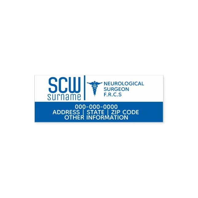 Caduceus DIY medical professional logo brand blue Self-inking Stamp (Design)