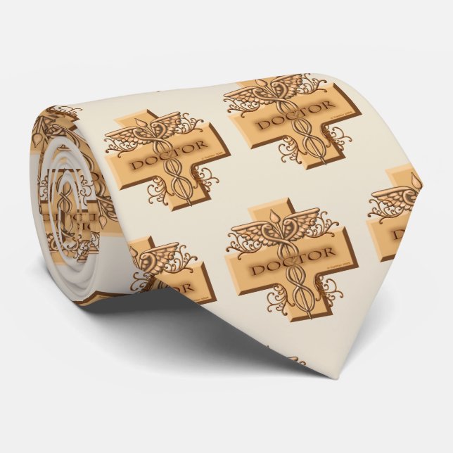 Caduceus Doctor Neck Tie (Rolled)