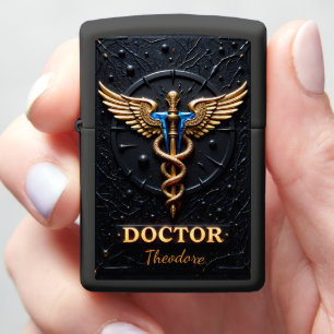 Caduceus Doctor Physician Gift Gold Zippo Lighter