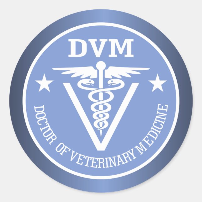 Caduceus DVM 2 Classic Round Sticker (Front)