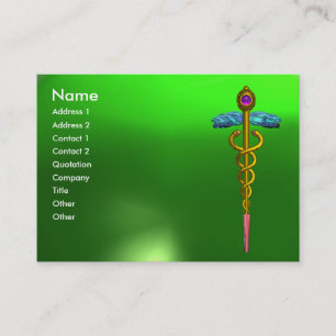 CADUCEUS EMERALD vibrant gold green Business Card