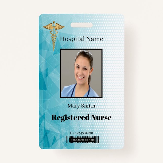 Caduceus Geometric Vertical Photo ID Badge (Front)