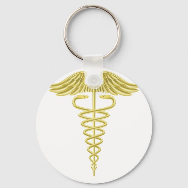 Caduceus gold medical symbol keychain (Front)