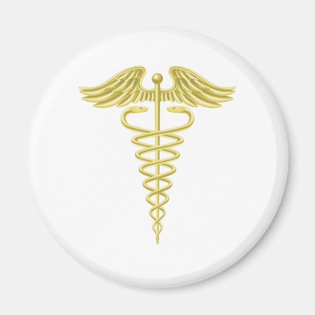 Caduceus gold medical symbol magnet (Front)