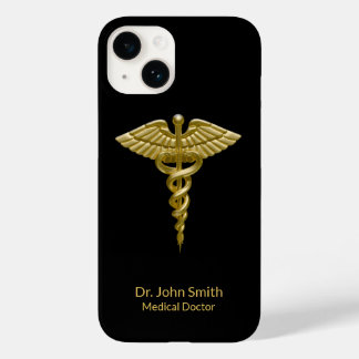 Caduceus Gold on Black Classy Medical Case-Mate iPhone 14 Case