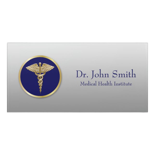 Caduceus Gold Professional Medical Blue Door Sign (Classic Front)