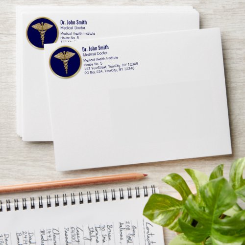 Caduceus Gold Professional Medical Blue Envelope