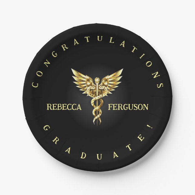 Caduceus Graduation Party Decoration Paper Plates (Front)