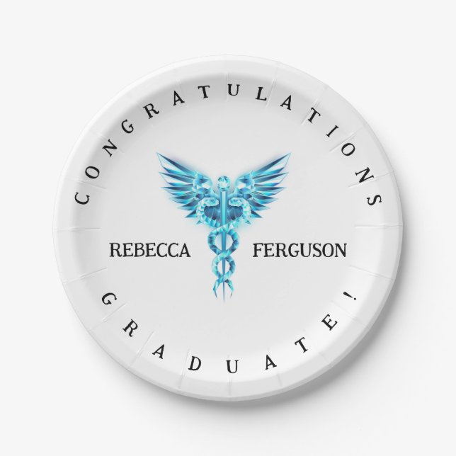Caduceus Graduation Party Decoration Paper Plates (Front)
