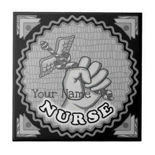 Caduceus hand nurse  ceramic tile