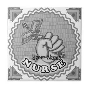 Caduceus hand nurse  ceramic tile