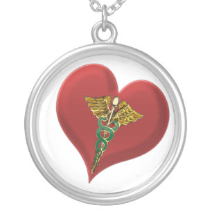 Caduceus Heart Necklace