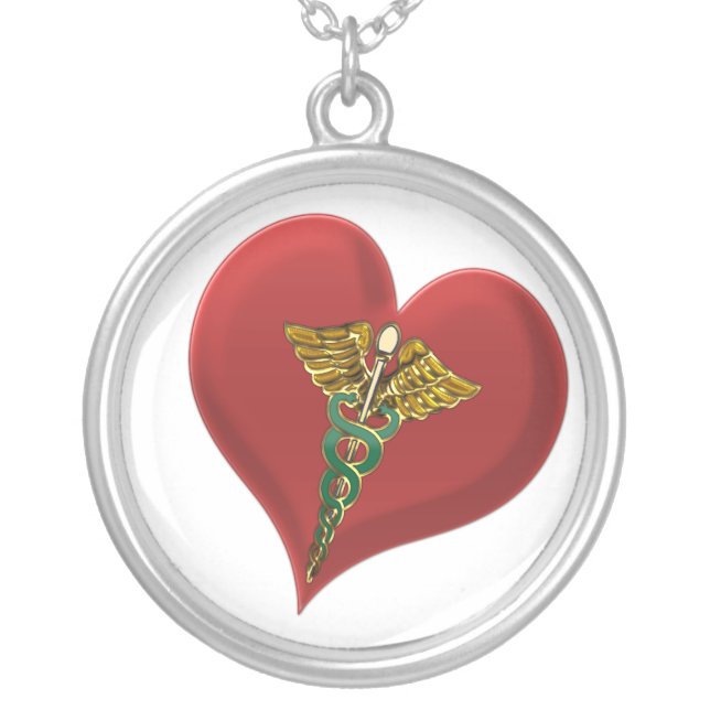 Caduceus Heart Necklace (Front)