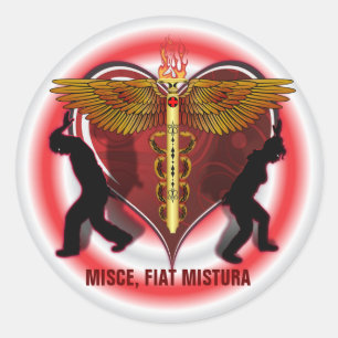 Caduceus Heart V-1, Misce, fiat mistura Classic Round Sticker