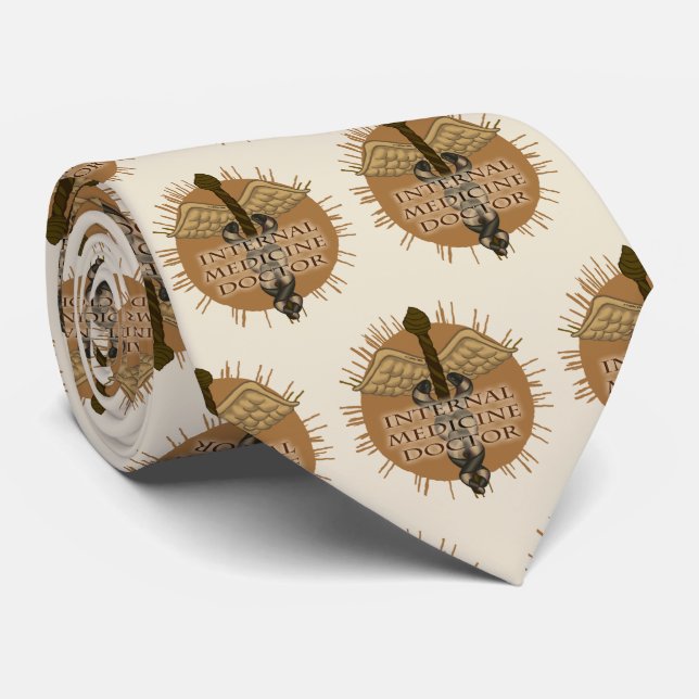 Caduceus Internal Medical Doctor Neck Tie (Rolled)