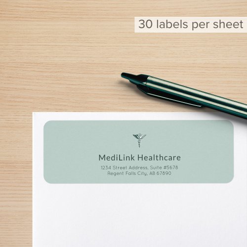 Caduceus Logo Medical Green Return Address Label