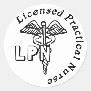 lpn nurse logo practical licensed caduceus sticker round classic zazzle stickers