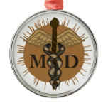 Caduceus M.D. Doctor Metal Ornament