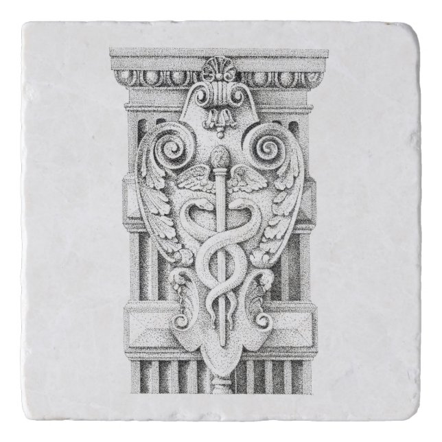 CADUCEUS Marble Trivet (Front)