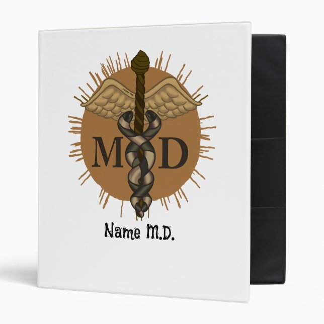 Caduceus MD doctor  3 Ring Binder (Front/Inside)
