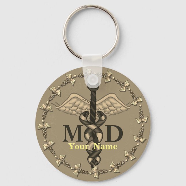 Caduceus MD Doctor  Keychain (Front)