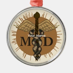 Caduceus MD Doctor Metal Ornament